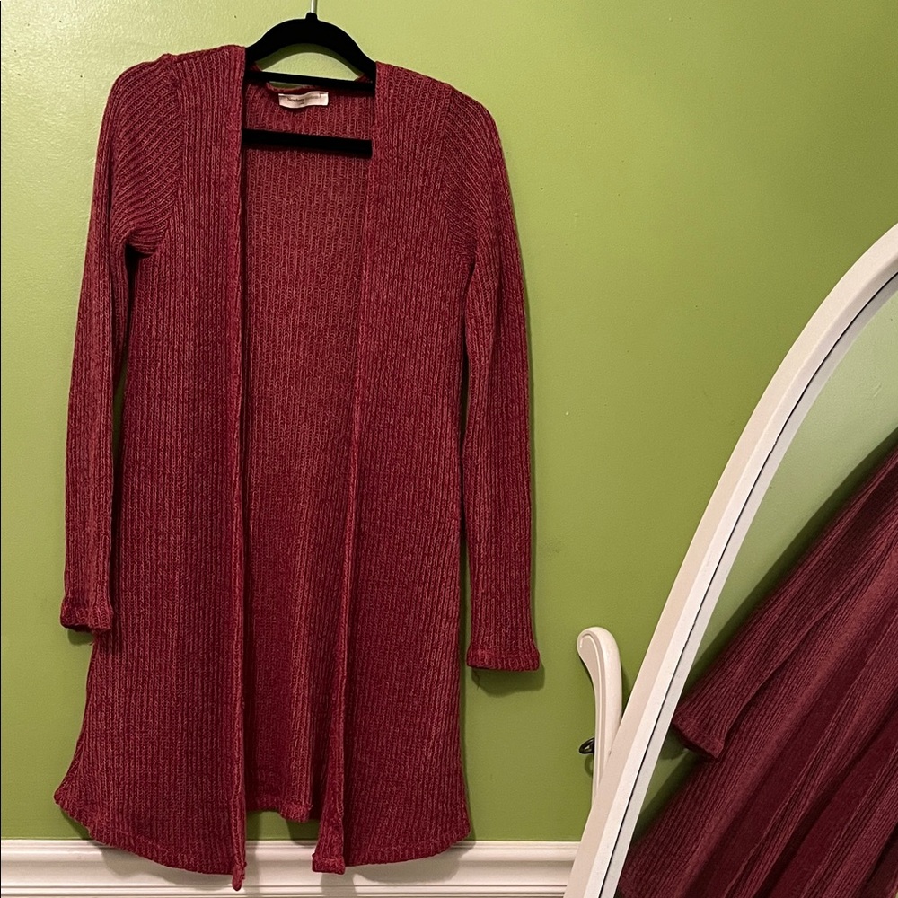 Newbury Kustom Maroon Textured Cardigan